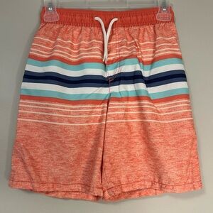 Boy’s Oshkosh B’gosh Orange Striped Swim Shorts, Size 10